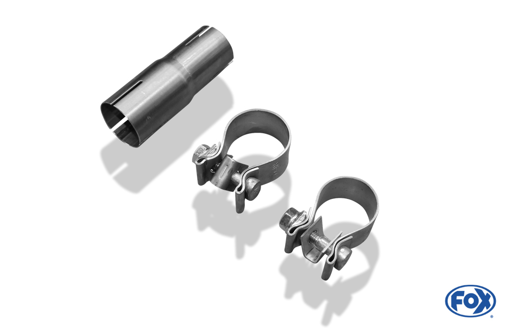 Seat Mii/ Skoda Citigo/ VW UP Endschalldämpfer VW UP GTI Zubehör für die Montage des FOX-ESD mit dem originalen Endrohr,bestehend aus 2 Schellen und 1 Adapter
