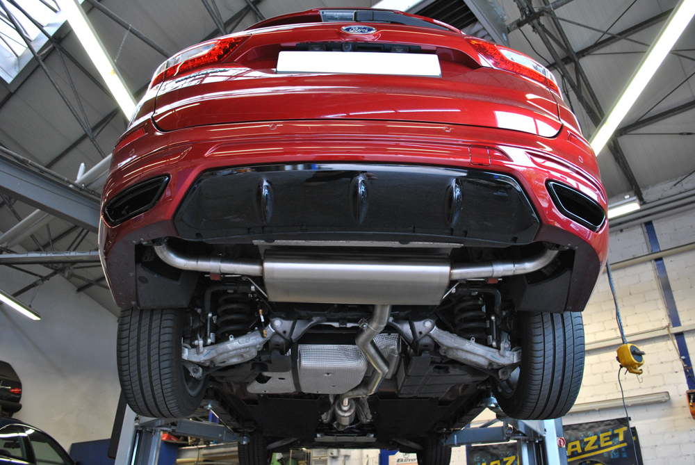 Mondeo V Schrägheck/ Turnier/ Stufenheck Endschalldämpfer quer Ausgang rechts/links - Ausgang der Endrohre in der originalen Stoßstange Mondeo V Schrägheck/ Turnier/ Stufenheck Endschalldämpfer quer Ausgang rechts/links - Ausgang der Endrohre in der originalen Stoßstange