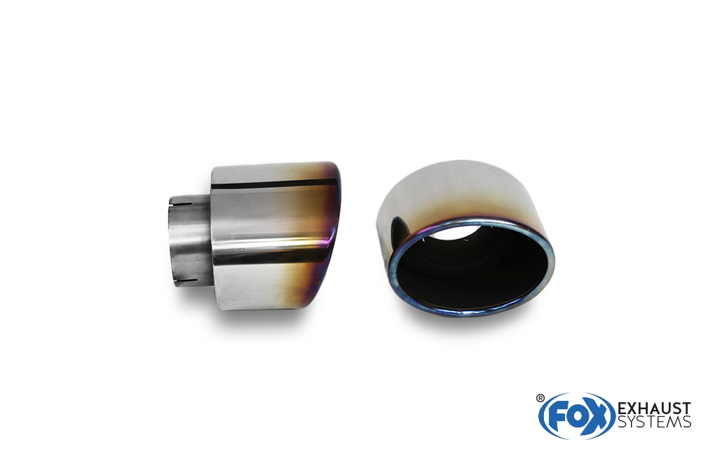 Hyundai i30N Performance + Fastback Endrohre passend auf den originalen Endschalldämpfer - 129x106 Typ 32 rechts/links mit eingefärbten Rand