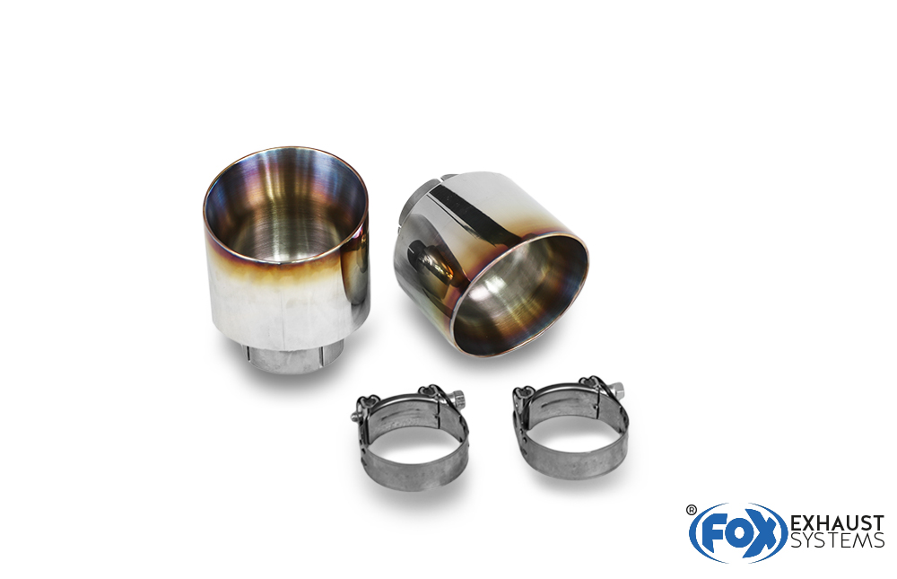 Hyundai i30N Performance + Fastback Endrohre passend auf den originalen Endschalldämpfer - 1x114 Typ 25 rechts/links mit eingefärbten Rand