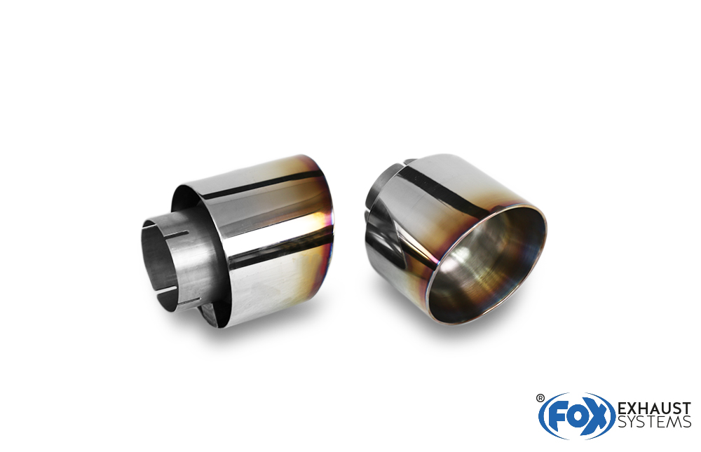 Hyundai i30N Performance + Fastback Endrohre passend auf den originalen Endschalldämpfer - 1x114 Typ 25 rechts/links mit eingefärbten Rand