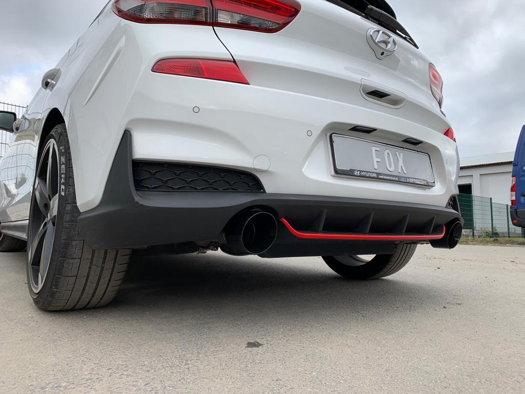 Hyundai i30N Performance + Fastback Endrohre passend auf den originalen Endschalldämpfer - 1x114 Typ 25 rechts/links schwarz Hyundai i30N Performance + Fastback Endrohre passend auf den originalen Endschalldämpfer - 1x114 Typ 25 rechts/links schwarz