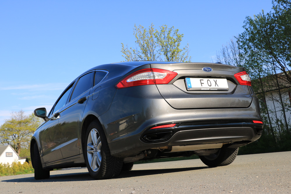 Mondeo V Schrägheck/ Turnier/ Stufenheck Endschalldämpfer quer Ausgang rechts/links - Ausgang der Endrohre in der originalen Stoßstange Mondeo V Schrägheck/ Turnier/ Stufenheck Endschalldämpfer quer Ausgang rechts/links - Ausgang der Endrohre in der originalen Stoßstange