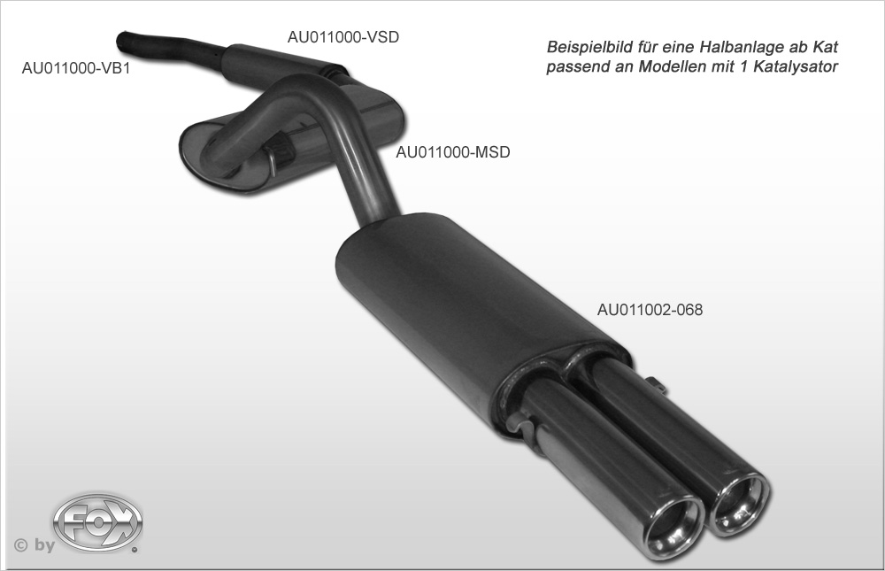 Audi 80/90 - Typ 89, B3, B4 - Limousine/ Coupe/ Cabrio Verbindungsrohr zum Kat für AU011000-VSD Audi 80/90 - Typ 89, B3, B4 - Limousine/ Coupe/ Cabrio Mittelschalldämpfer