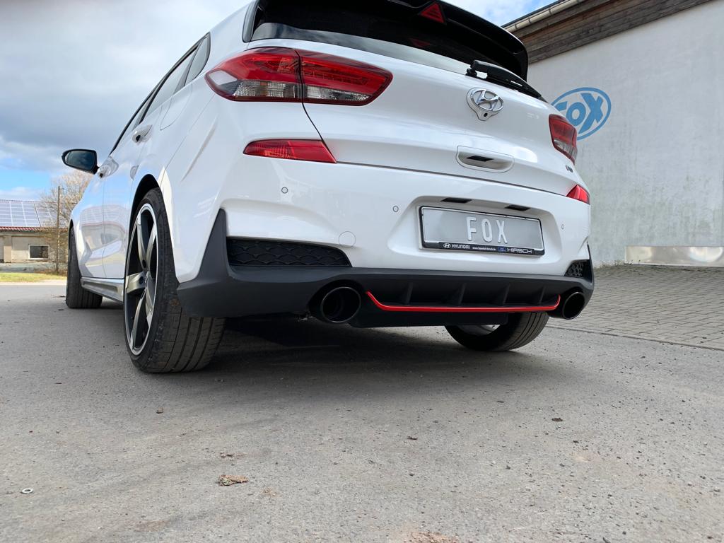 Hyundai i30N Performance + Fastback Endrohre passend auf den originalen Endschalldämpfer - 129x106 Typ 32 rechts/links schwarz emalliert